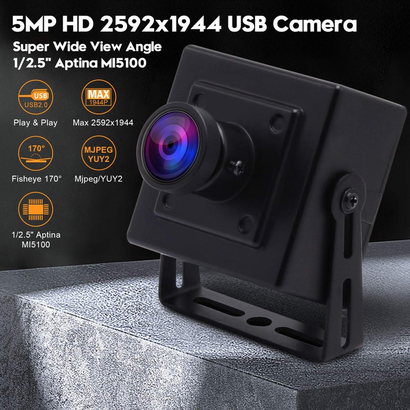 SVPRO 5MP USB Camera, Wide Angle Fisheye Webcam with Aptina MI5100 Sensor, 2592x1944 HD Box Camera Embedded for Industrial Machine Vision, USB PC Cam for Computer Laptop - Image 2
